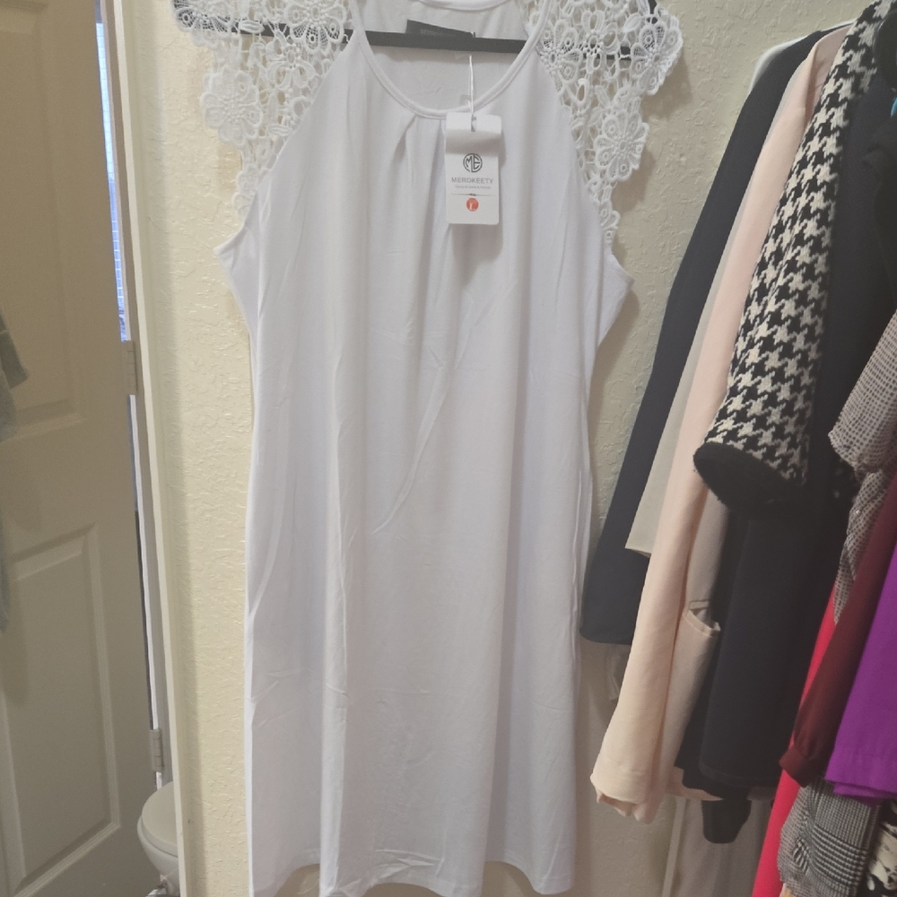Elegant White Lace Midi Dress